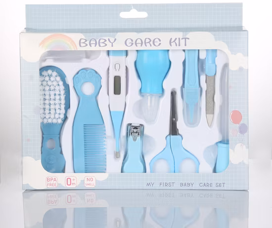 Ventes chaudes 10 en 1 Bébé Brosse À Cheveux Peigne Soins Des Ongles Ensemble De Soins De Santé Bébé Kit De Toilettage