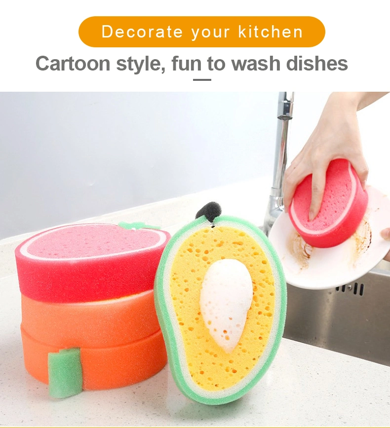 Fruit Sponge Efficient Clean Dish Cloth Scouring Pads with Household Kitchen