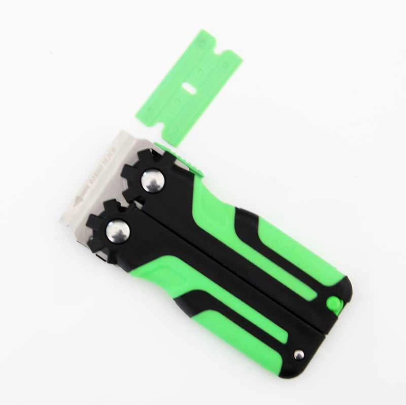 Folding Safety Cleaning Scraper Plastic Razor Scraper with Double-Edged Plastic Blades