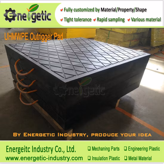 Tampons de stabilisateur mobiles en polyéthylène/patins de nivellement UHMWPE RV/tapis de soutien de jambe de grue UHMWPE résistants à l'usure/tampon de stabilisateur de grue HDPE portable haute résistance